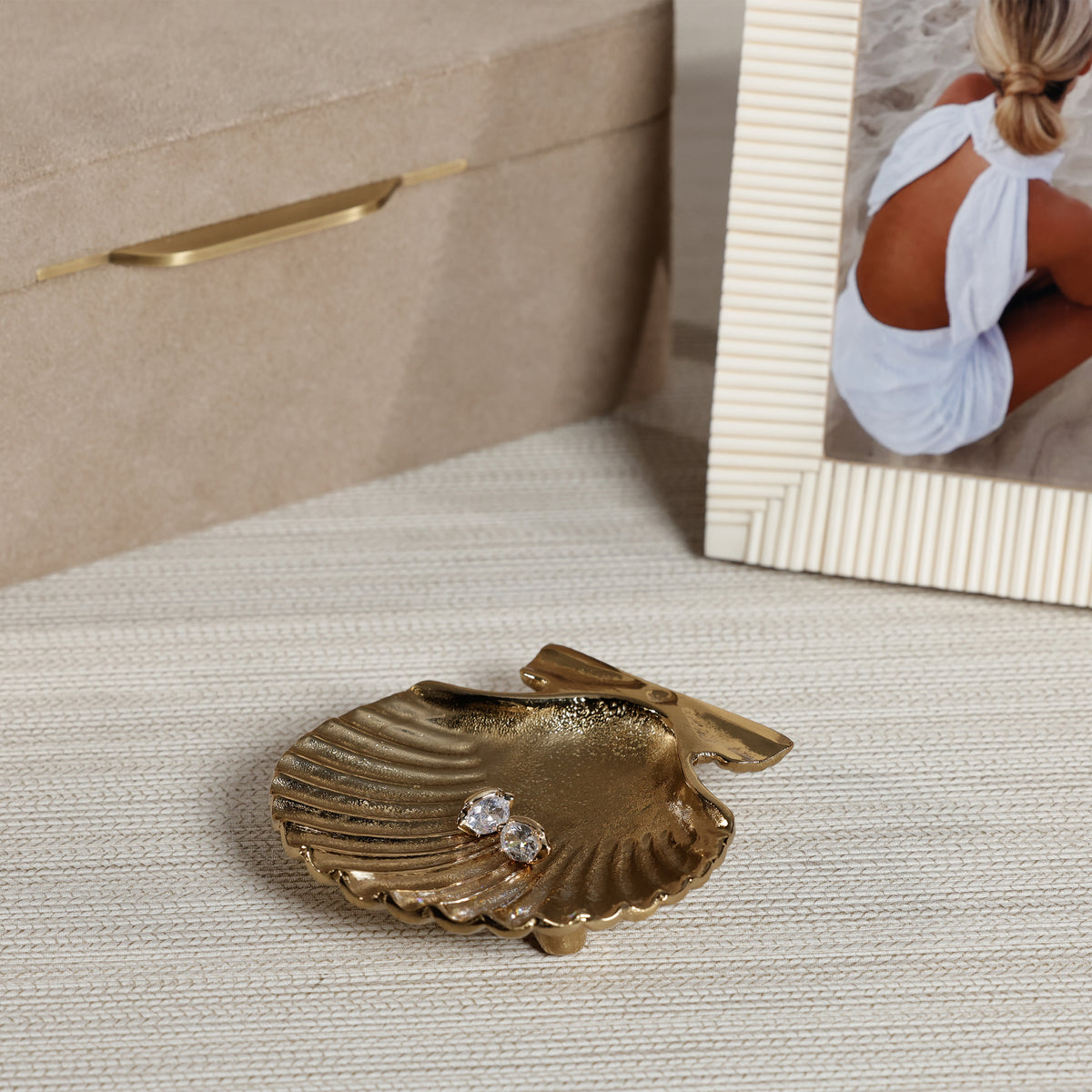 Zodax Sanibel Shell Trays, Set of 2 - Textured Gold