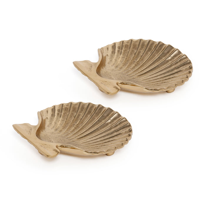 Zodax Sanibel Shell Trays, Set of 2 - Textured Gold
