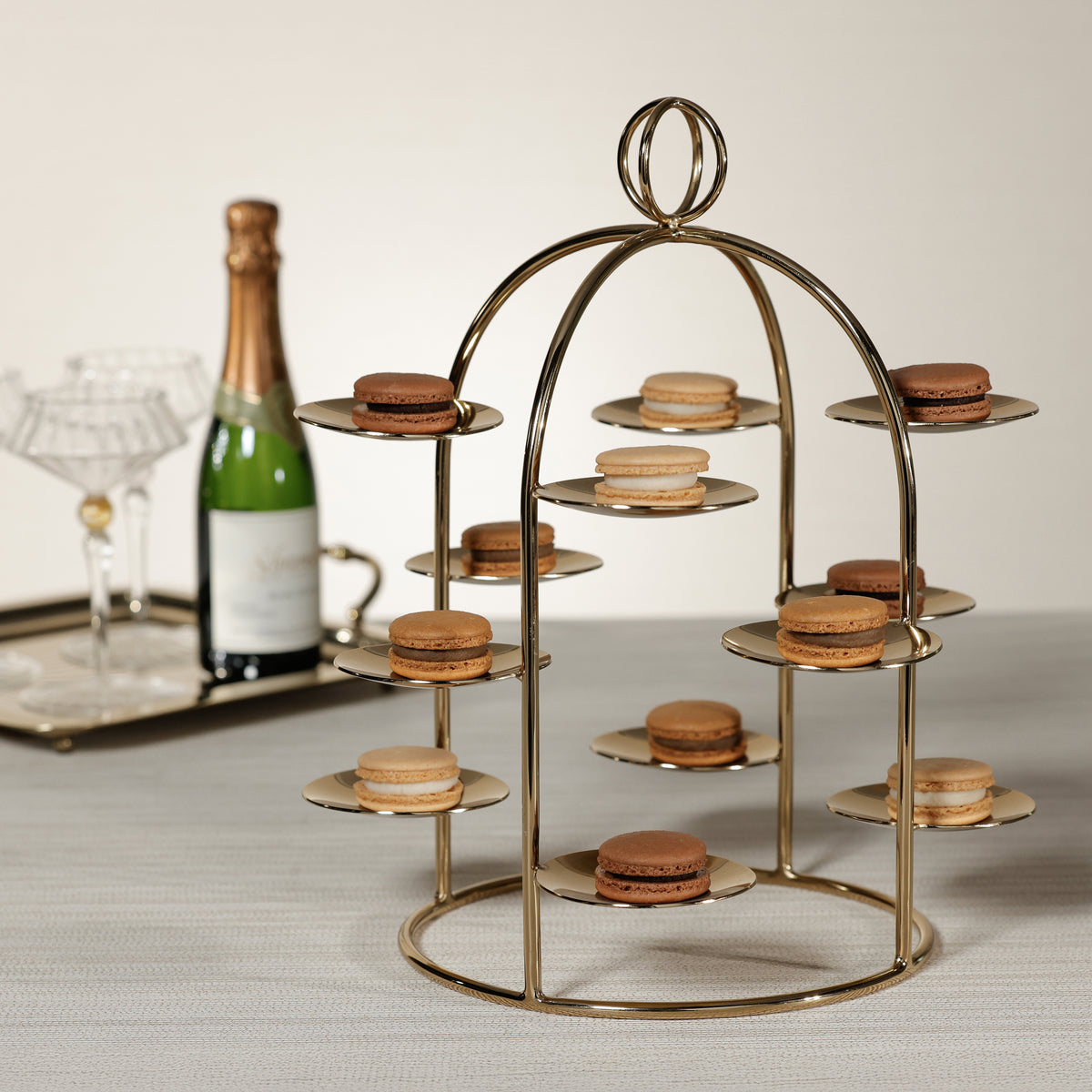 Zodax Grand High Tea Tower – 12 Cup Dessert & Appetizer Stand - Gold