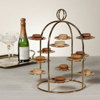 Zodax Grand High Tea Tower – 12 Cup Dessert & Appetizer Stand - Gold