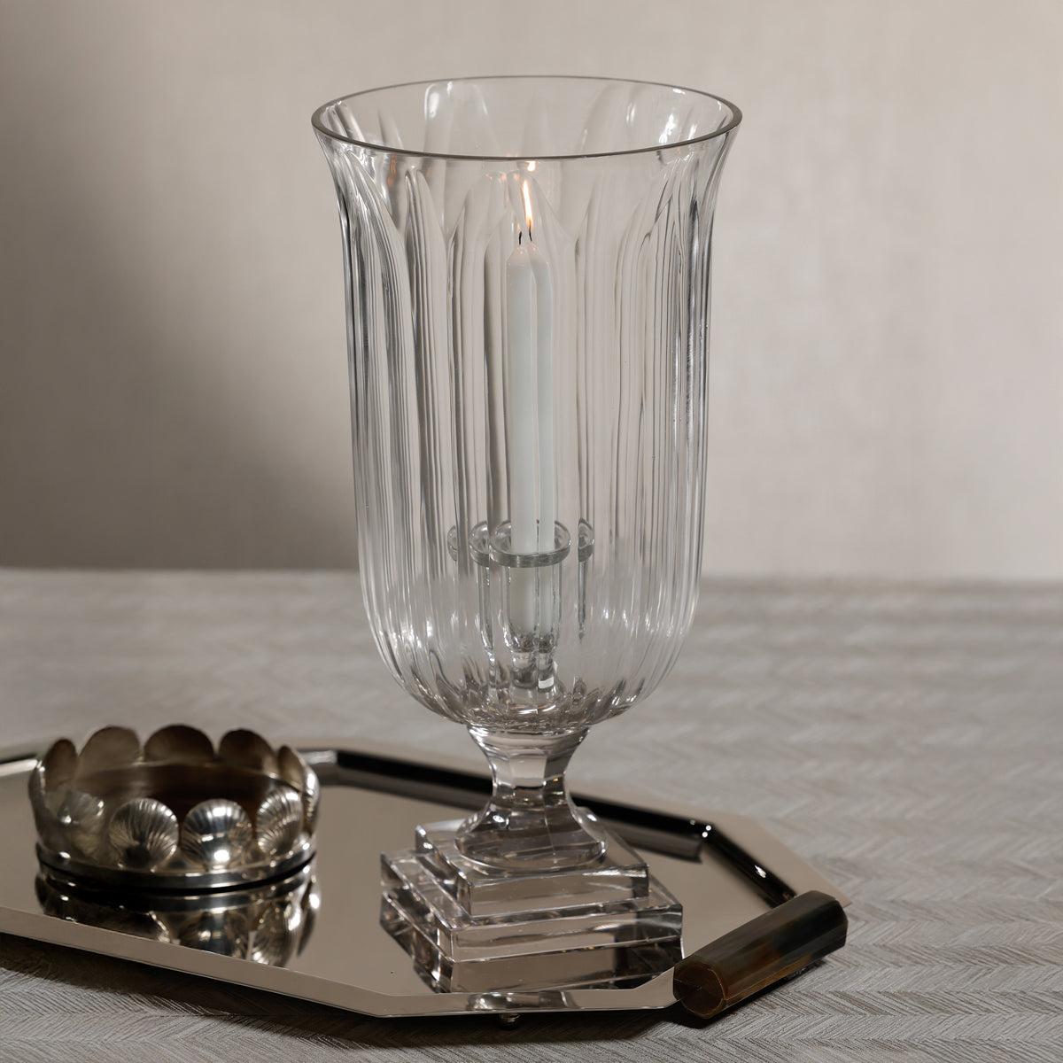 Zodax Maison de Verre Cut Glass Hurricane Taper Holder