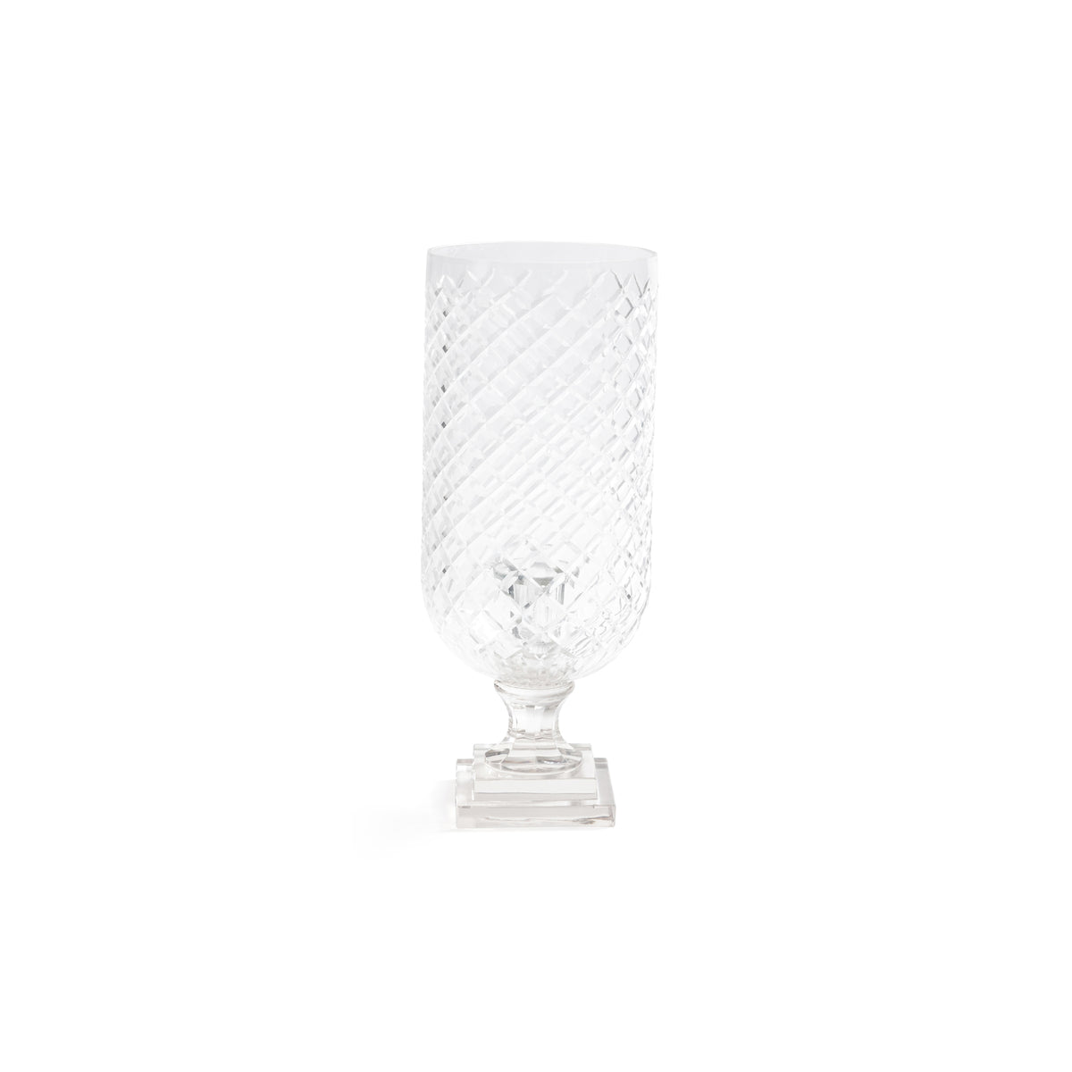 Zodax Maison de Verre Diamond Cut Glass Hurricane Taper Holder, 6" x 16"