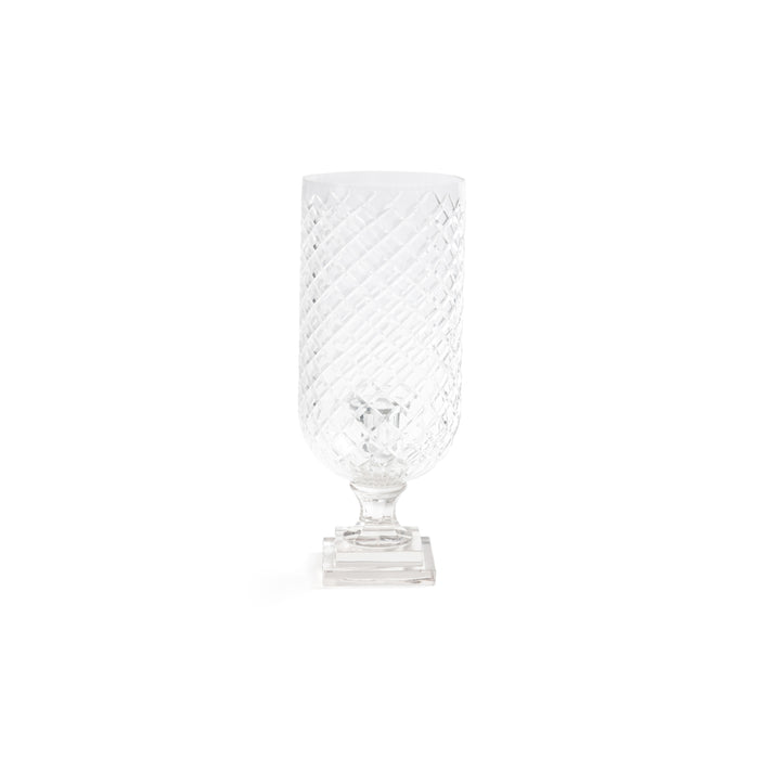 Zodax Maison de Verre Diamond Cut Glass Hurricane Taper Holder, 6" x 16"