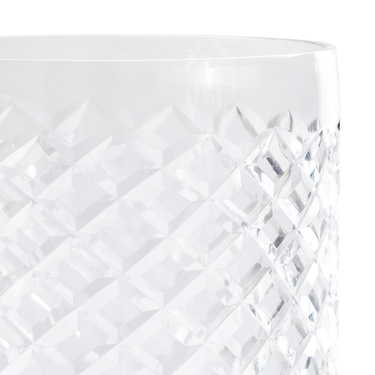 Zodax Maison de Verre Diamond Cut Glass Hurricane Taper Holder, 6" x 16"