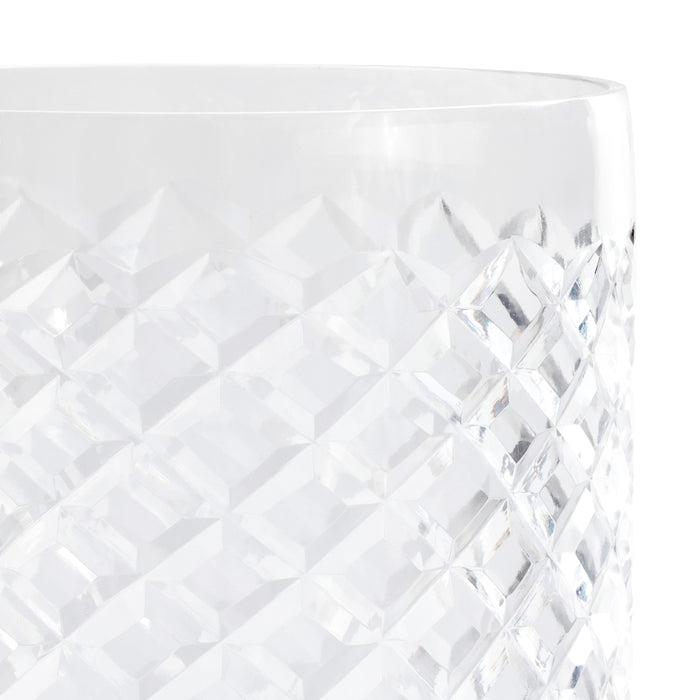 Zodax Maison de Verre Diamond Cut Glass Hurricane Taper Holder, 6" x 16"