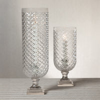 Zodax Maison de Verre Diamond Cut Glass Hurricane Taper Holder, 6.5" x 20.5"