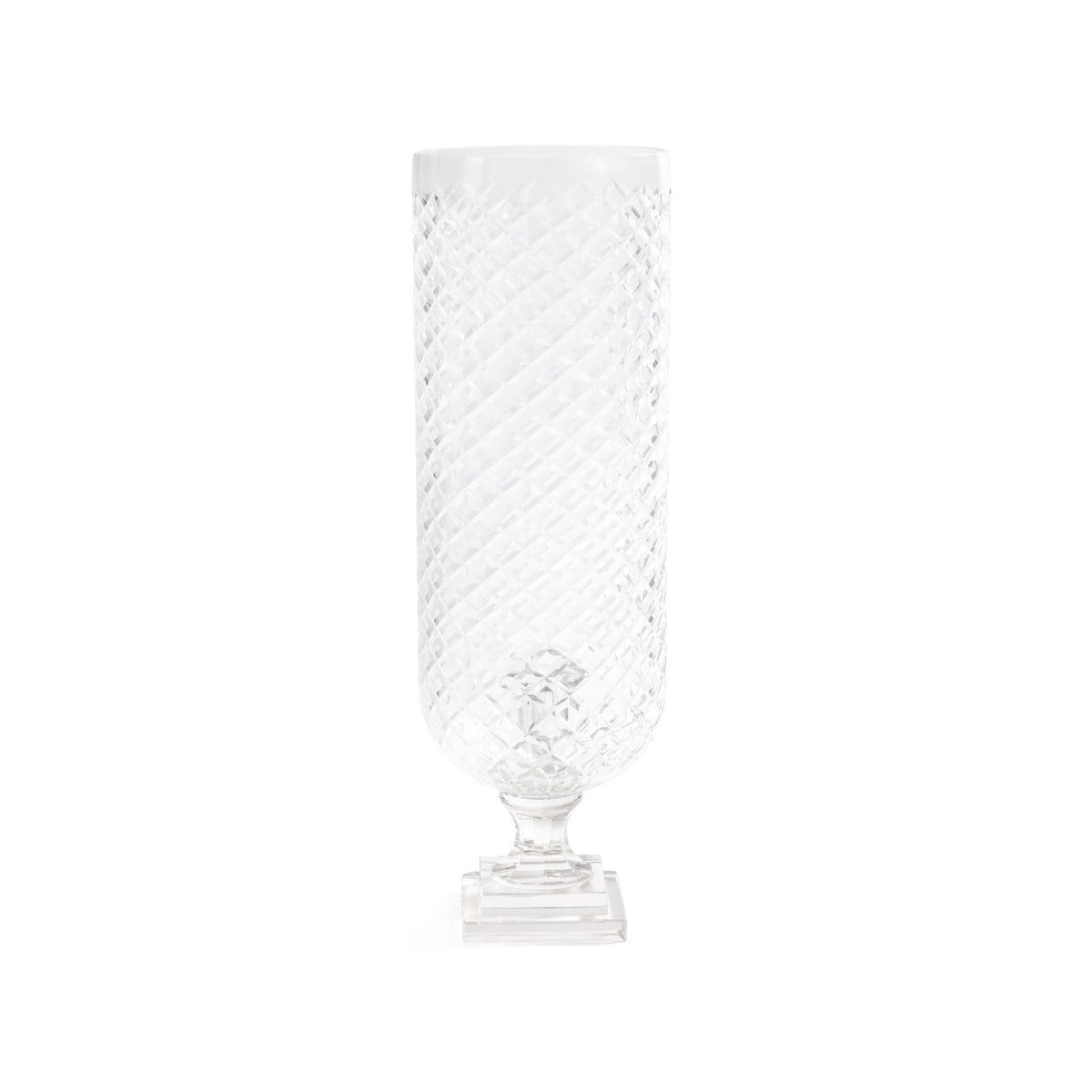 Zodax Maison de Verre Diamond Cut Glass Hurricane Taper Holder, 6.5" x 20.5"
