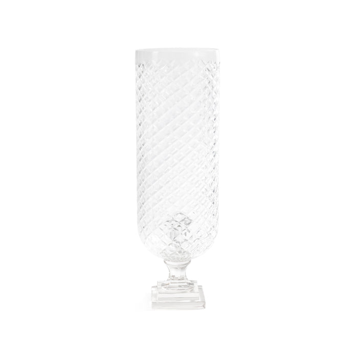 Zodax Maison de Verre Diamond Cut Glass Hurricane Taper Holder, 6.5" x 20.5"