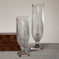 Zodax Maison de Verre Whisper Cut Glass Hurricane Taper Holder, 5.5" x 20.75"