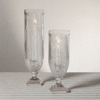 Zodax Maison de Verre Whisper Cut Glass Hurricane Taper Holder, 5.5" x 20.75"