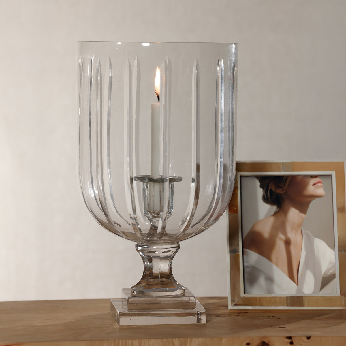 Zodax Maison de Verre Straight Cut Glass Hurricane Taper Holder