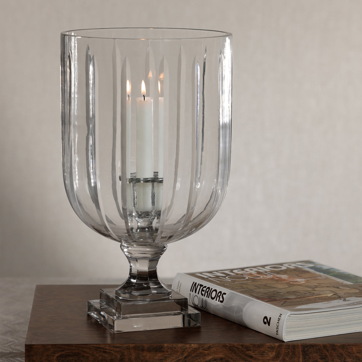 Zodax Maison de Verre Straight Cut Glass Hurricane Taper Holder
