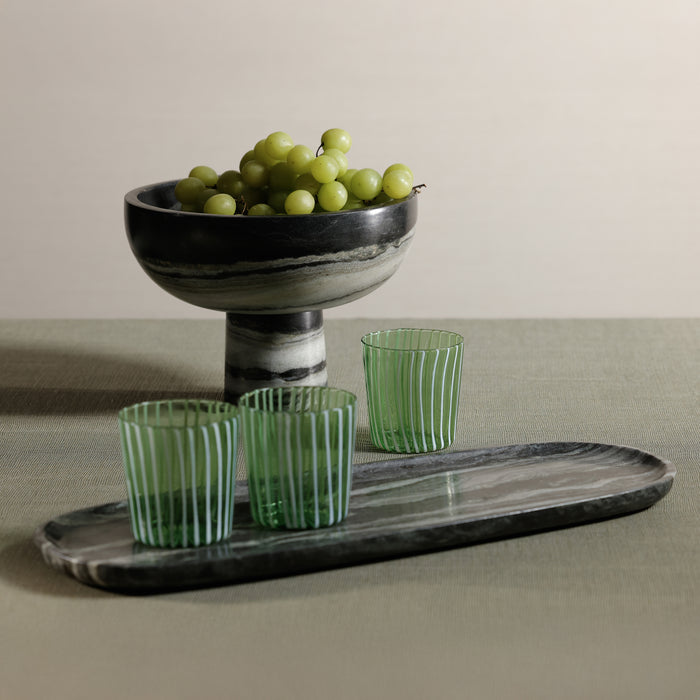 Zodax Oval Black Panda Marble Serving Tray