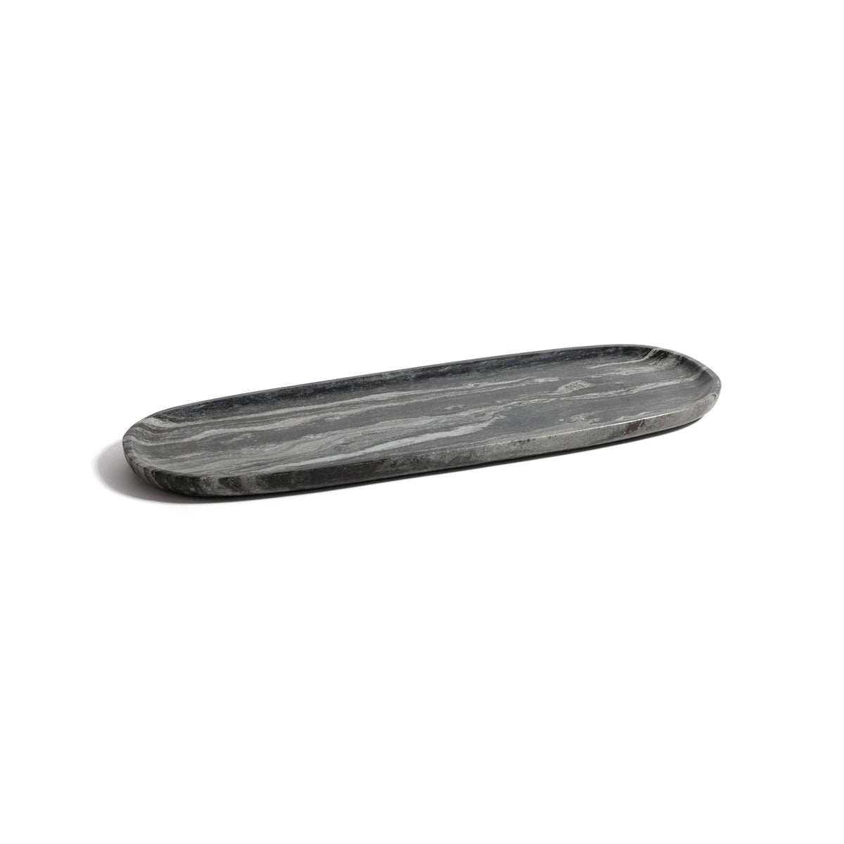 Zodax Oval Black Panda Marble Serving Tray