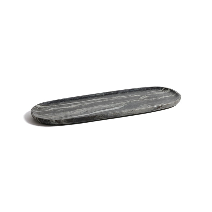 Zodax Oval Black Panda Marble Serving Tray
