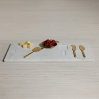 Zodax White Marble Cheese Tray with Set of 3 Cheese Tools