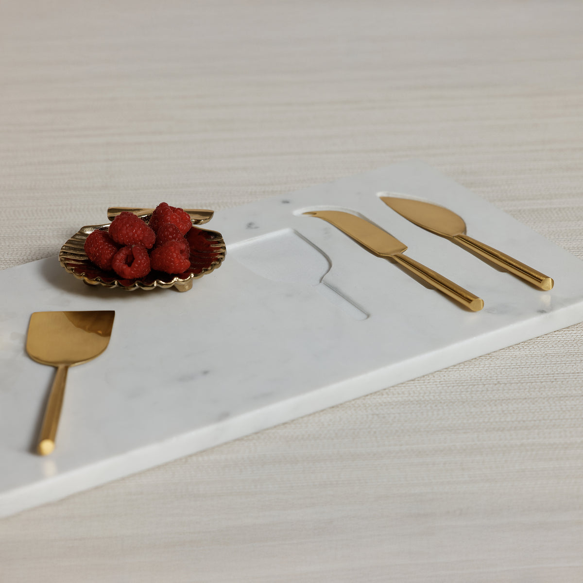 Zodax White Marble Cheese Tray with Set of 3 Cheese Tools