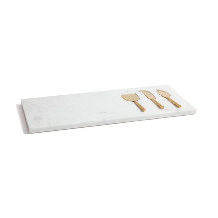 Zodax White Marble Cheese Tray with Set of 3 Cheese Tools
