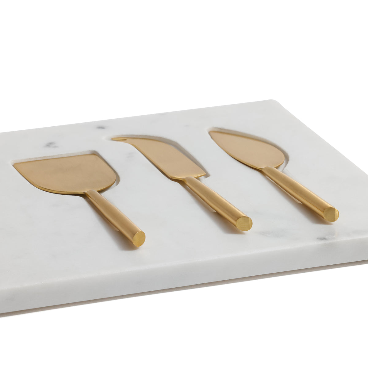 Zodax White Marble Cheese Tray with Set of 3 Cheese Tools