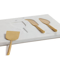 Zodax White Marble Cheese Tray with Set of 3 Cheese Tools