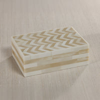 Zodax Antique White Bone Box with Chevron Pattern