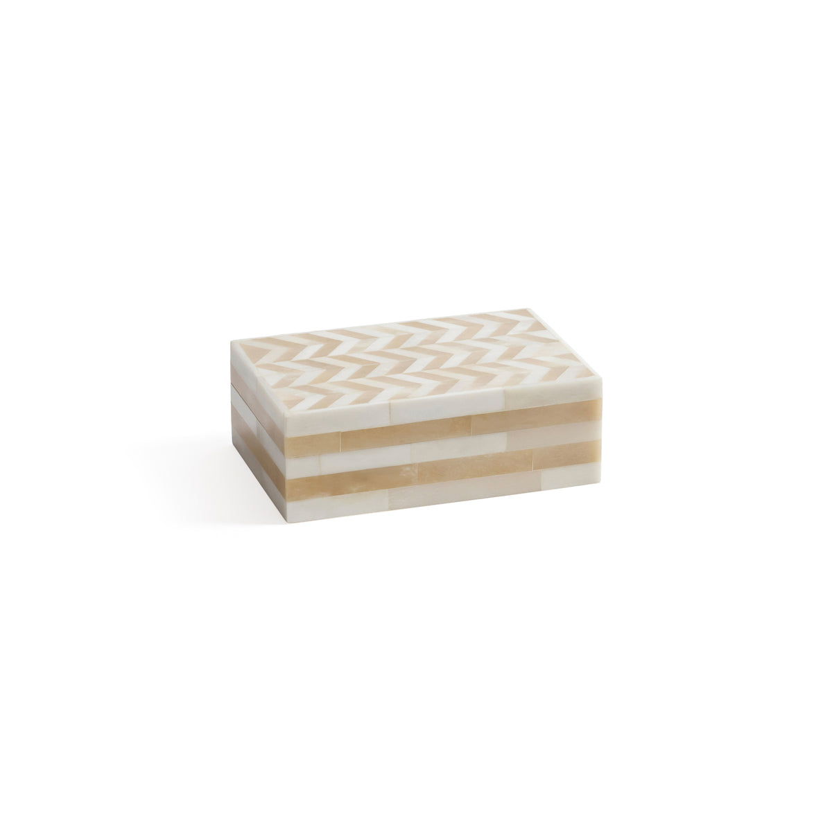 Zodax Antique White Bone Box with Chevron Pattern