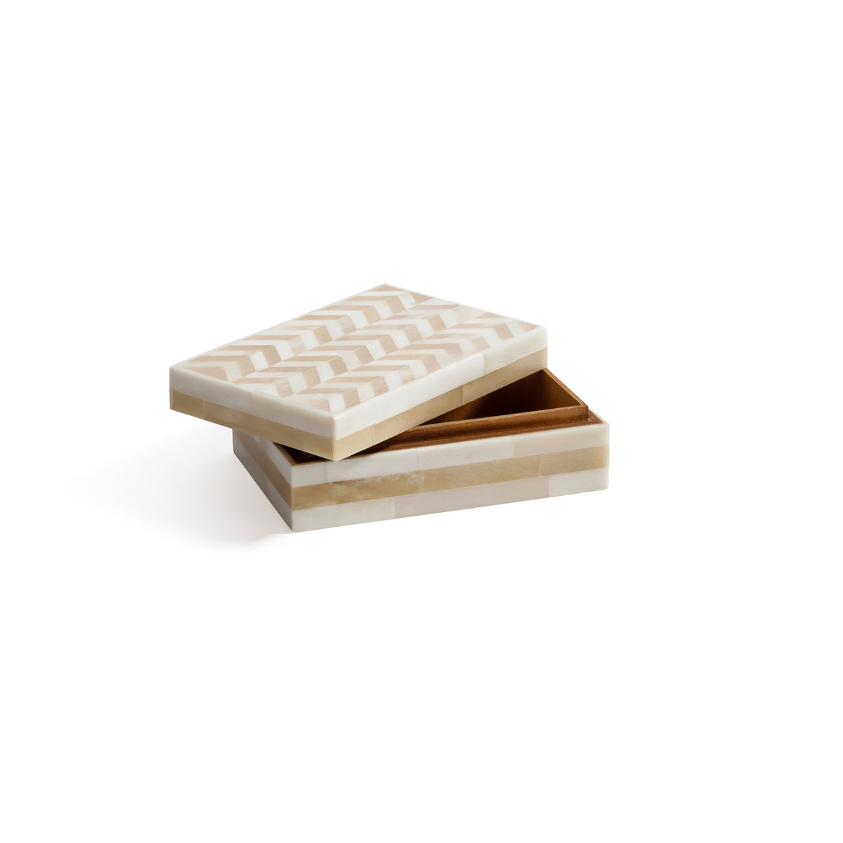 Zodax Antique White Bone Box with Chevron Pattern