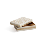 Zodax Antique White Bone Box with Chevron Pattern