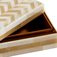 Zodax Antique White Bone Box with Chevron Pattern