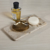 Zodax Marble Vanity Tray for Bathroom Countertop - Beige Crema Fossil