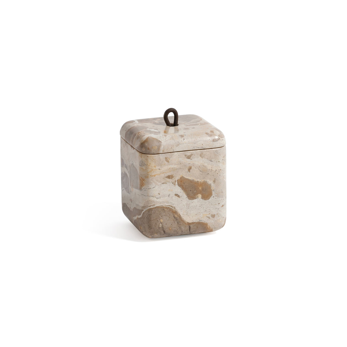 Zodax Marble Bathroom Lidded Vanity Jar - Beige Crema Fossil