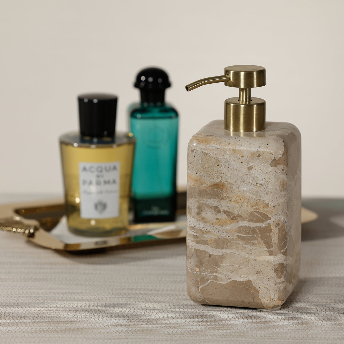 Zodax Marble Soap and Lotion Pump Dispenser - Beige Crema Fossil