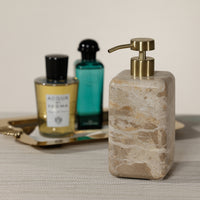 Zodax Marble Soap and Lotion Pump Dispenser - Beige Crema Fossil