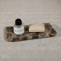 Zodax Marble Vanity Tray for Bathroom Countertop - Dark Brown Marrón Emperador
