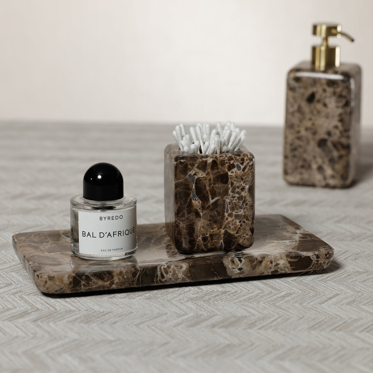 Zodax Marble Vanity Tray for Bathroom Countertop - Dark Brown Marrón Emperador