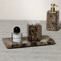 Zodax Marble Vanity Tray for Bathroom Countertop - Dark Brown Marrón Emperador