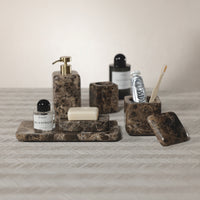 Zodax Marble Vanity Tray for Bathroom Countertop - Dark Brown Marrón Emperador