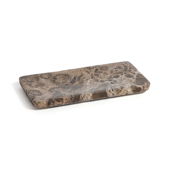 Zodax Marble Vanity Tray for Bathroom Countertop - Dark Brown Marrón Emperador