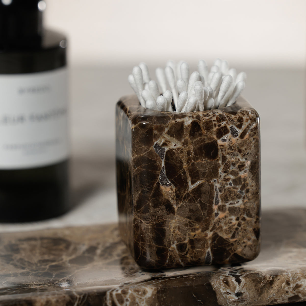 Zodax Marble Bathroom Vanity Jar - Dark Brown Marrón Emperador