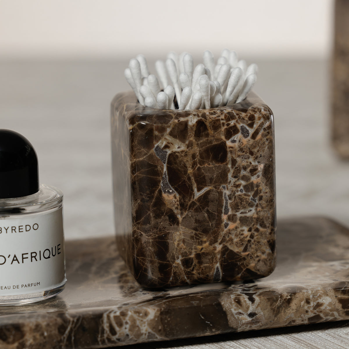 Zodax Marble Bathroom Vanity Jar - Dark Brown Marrón Emperador