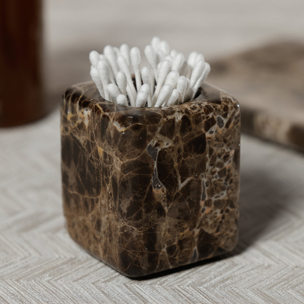 Zodax Marble Bathroom Vanity Jar - Dark Brown Marrón Emperador