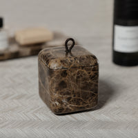 Zodax Marble Bathroom Lidded Vanity Jar - Dark Brown Marrón Emperador
