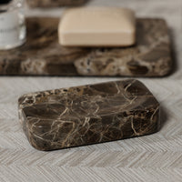 Zodax Marble Bathroom Soap Dish Holder - Dark Brown Marrón Emperador