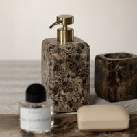 Zodax Marble Soap and Lotion Pump Dispenser - Dark Brown Marrón Emperador