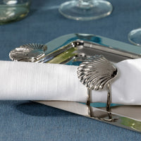 Zodax Cap Ferrat Fan Shell Brass Napkin Rings, Set of 4 - Nickel