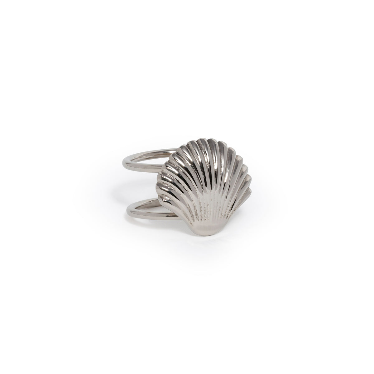 Zodax Cap Ferrat Fan Shell Brass Napkin Rings, Set of 4 - Nickel