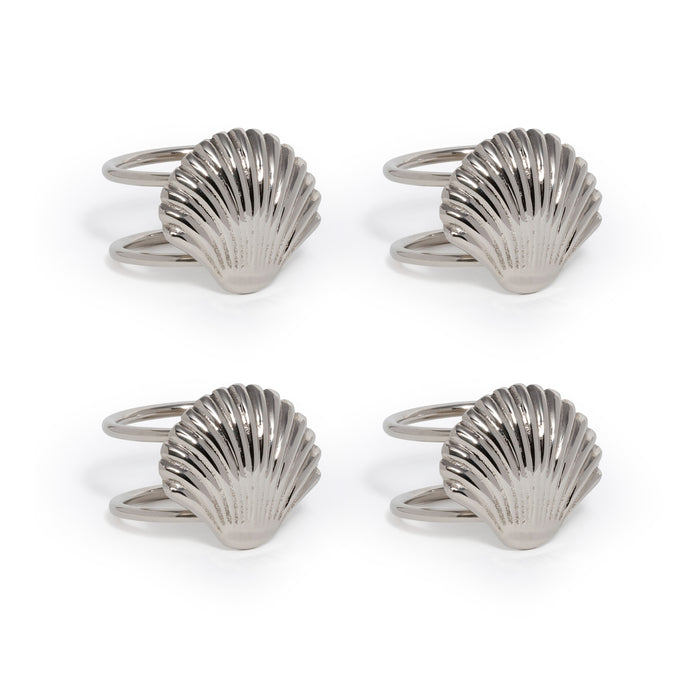 Zodax Cap Ferrat Fan Shell Brass Napkin Rings, Set of 4 - Nickel