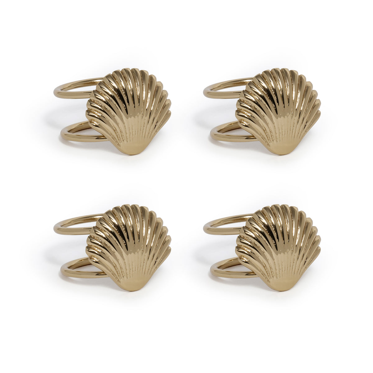 Zodax Cap Ferrat Fan Shell Brass Napkin Rings, Set of 4 - Gold