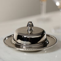 Zodax Parisian Butter Dish with Cover and Glass Insert - Nickel