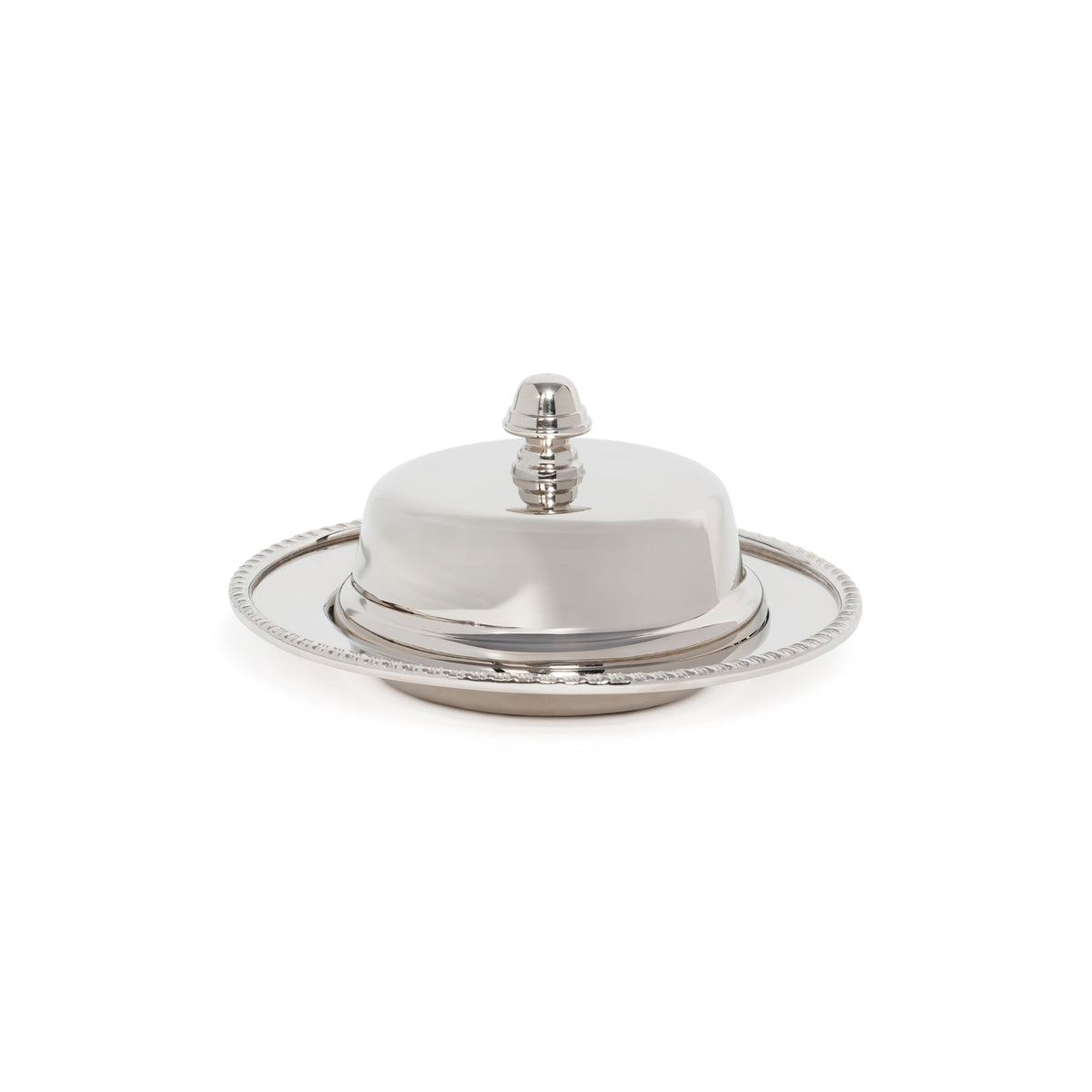 Zodax Parisian Butter Dish with Cover and Glass Insert - Nickel